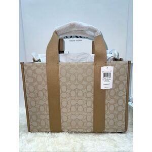 🔥🎁NWT! Coach Smith Tote Bag in Sig Jacquard Canvas Khaki Multi CY367 Msrp:$428